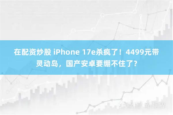 在配资炒股 iPhone 17e杀疯了！4499元带灵动岛，国产安卓要绷不住了？