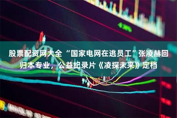 股票配资网大全 “国家电网在逃员工”张凌赫回归本专业，公益纪录片《凌探未来》定档